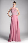 Open Back Chiffon Formal Halter Prom Gown - The Dress Outlet Cinderella Divine