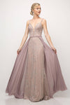 Long Beaded Lace Formal Evening Prom Gown - The Dress Outlet Cinderella Divine