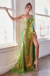 Prom Dresses Long Fitted Formal Prom Sequin Gown Greenery