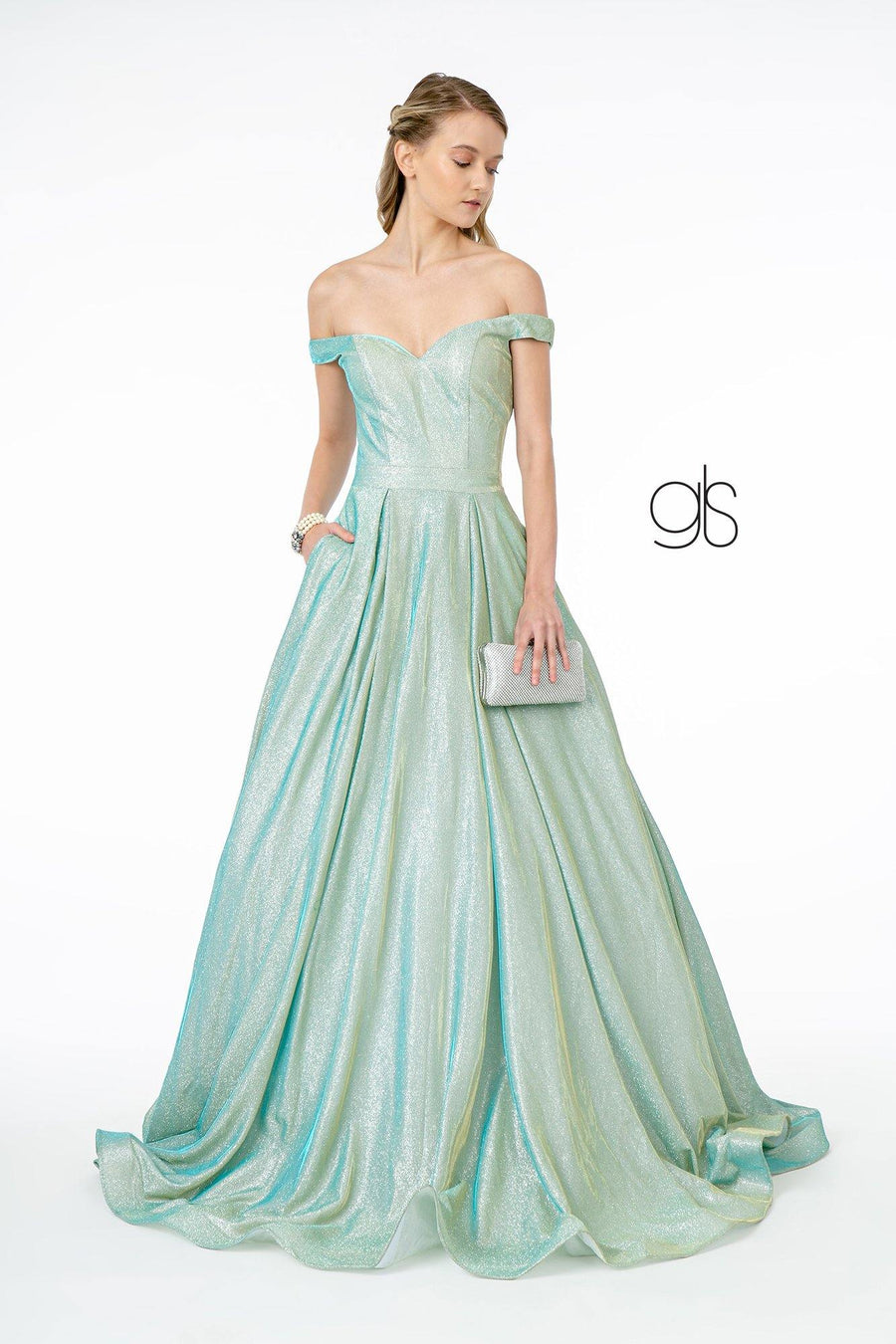 Cut-Away Shoulder Prom Dress Ball Gown - The Dress Outlet Elizabeth K