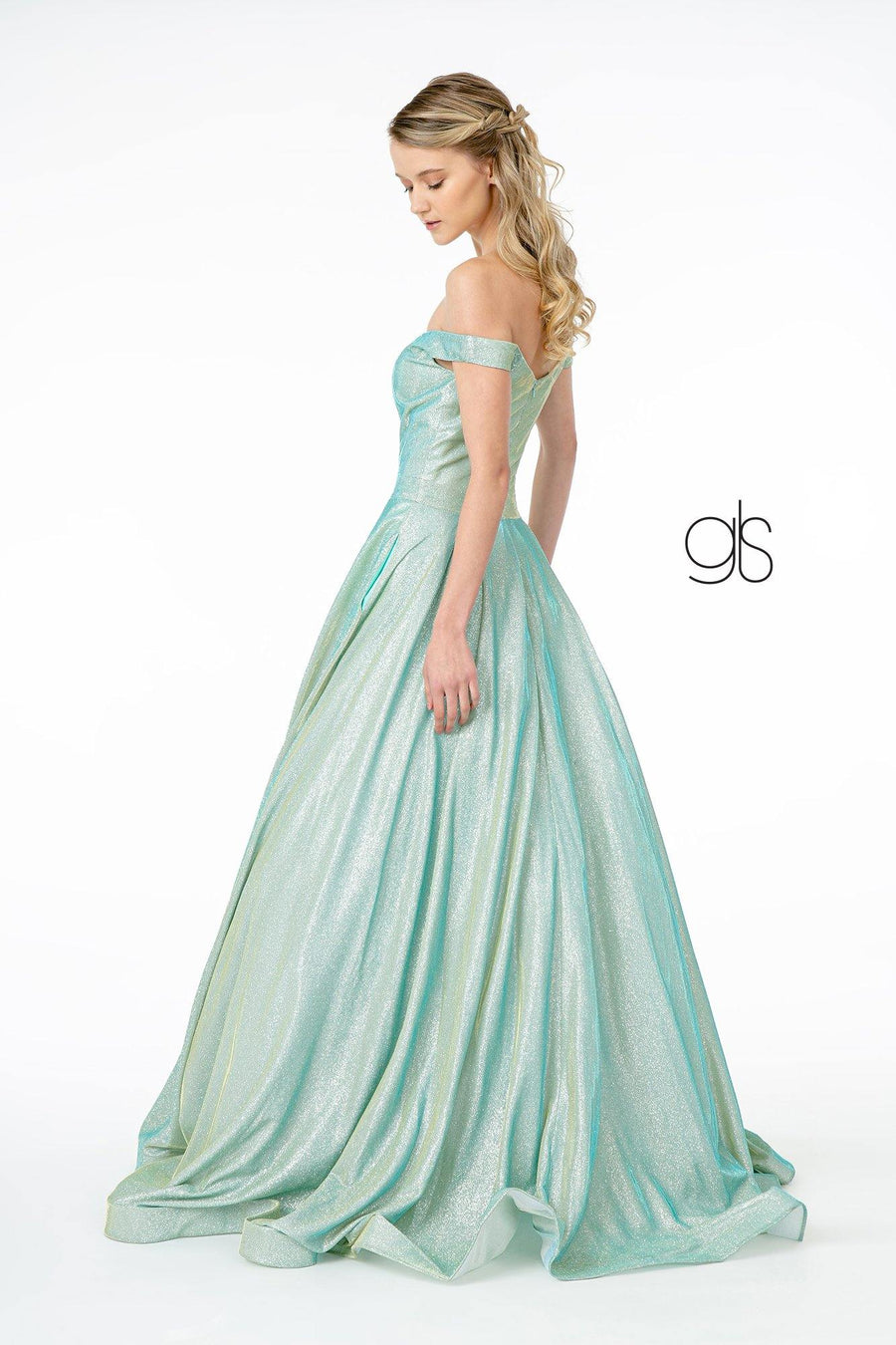 Cut-Away Shoulder Prom Dress Ball Gown - The Dress Outlet Elizabeth K