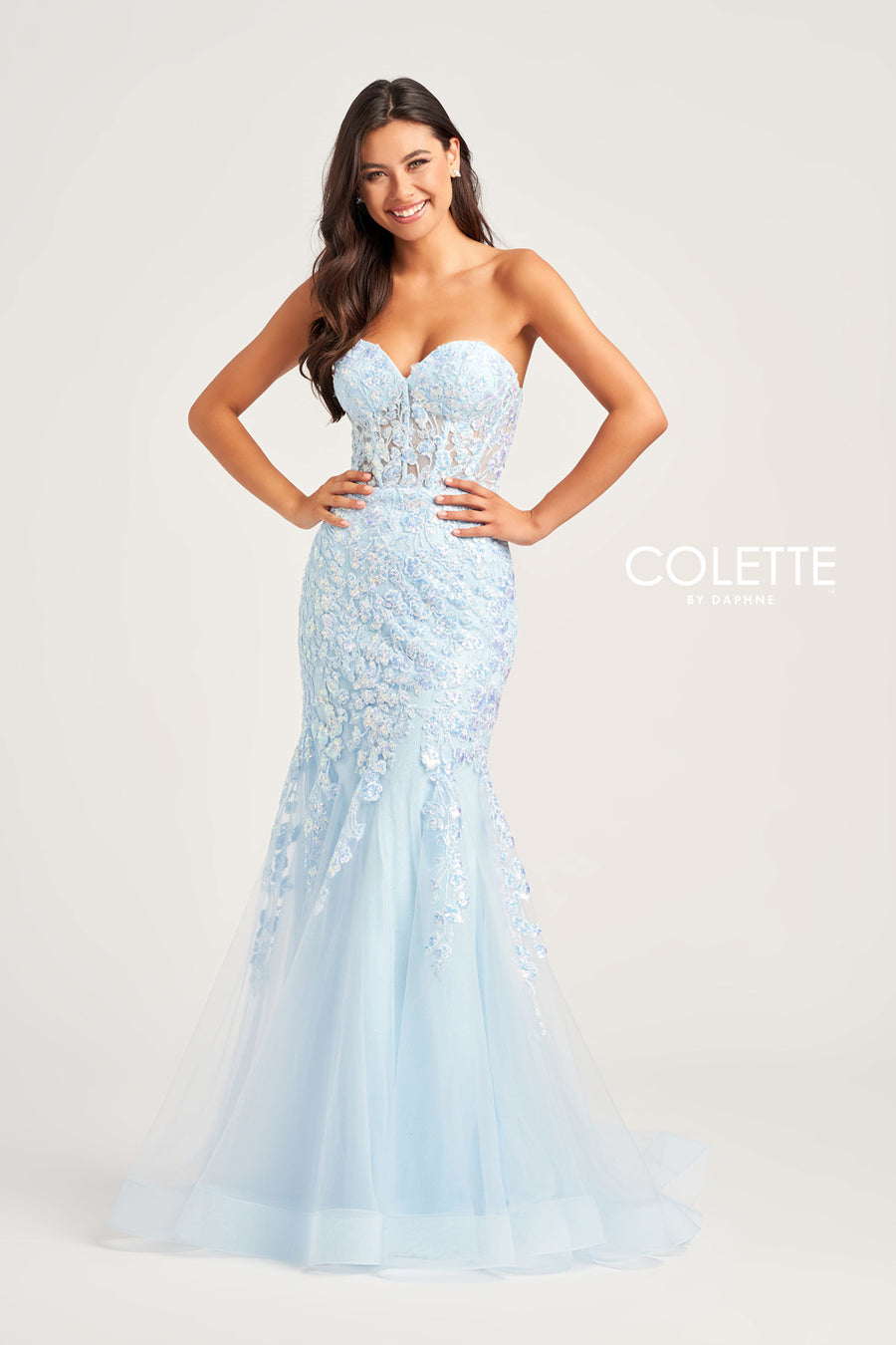 Prom Dresses Sequin Long Prom Formal Mermaid Dress Light Blue