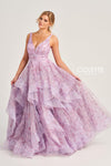 Prom Dresses Floral Glitter Long Prom Formal Ruffle Dress Light Purple/Multi