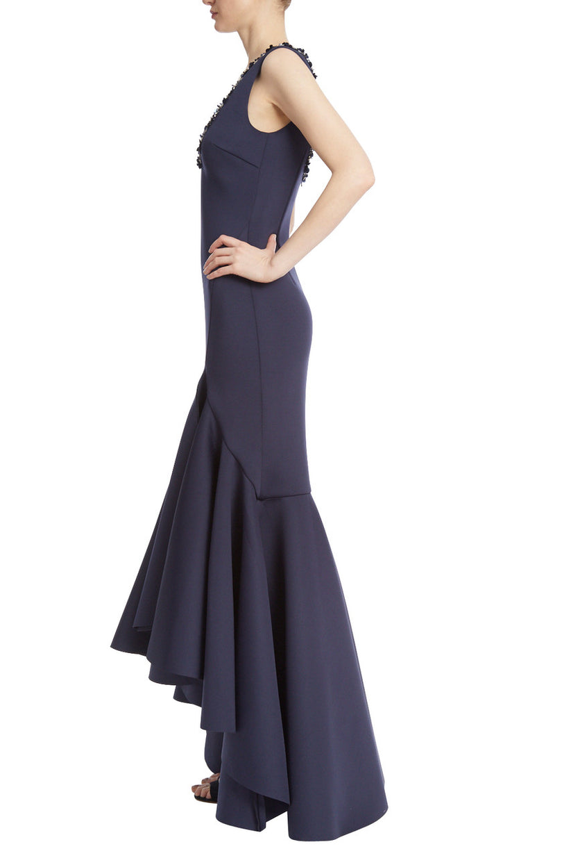 Cocktail Dresses Long Fitted Ruffle Cocktail Dress Navy