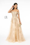 Embellished Glitter Mesh Long Prom Dress - The Dress Outlet Elizabeth K