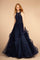 Embroidered Applique Bodice Tulle Long Prom Dress - The Dress Outlet Elizabeth K