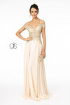 Embroidered Bodice A-Line Long Prom Dress - The Dress Outlet Elizabeth K