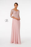 Embroidered Bodice Evening Long Formal Dress - The Dress Outlet Elizabeth K