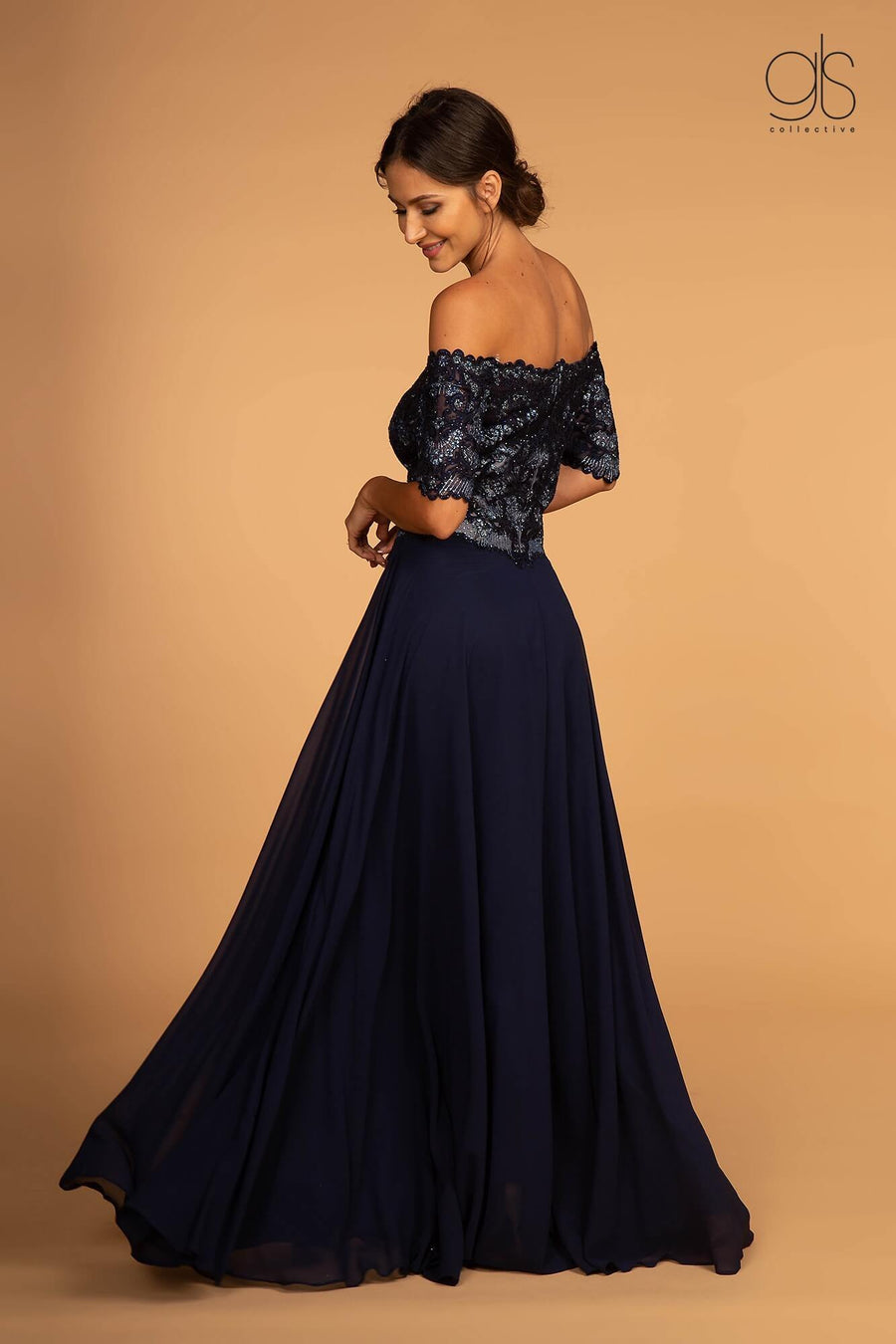 Embroidered Bodice Prom Long Dress - The Dress Outlet Elizabeth K