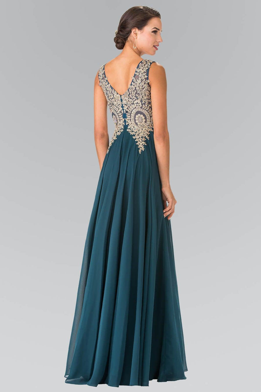 Embroidered Chiffon Long Prom Dress Formal - The Dress Outlet Elizabeth K