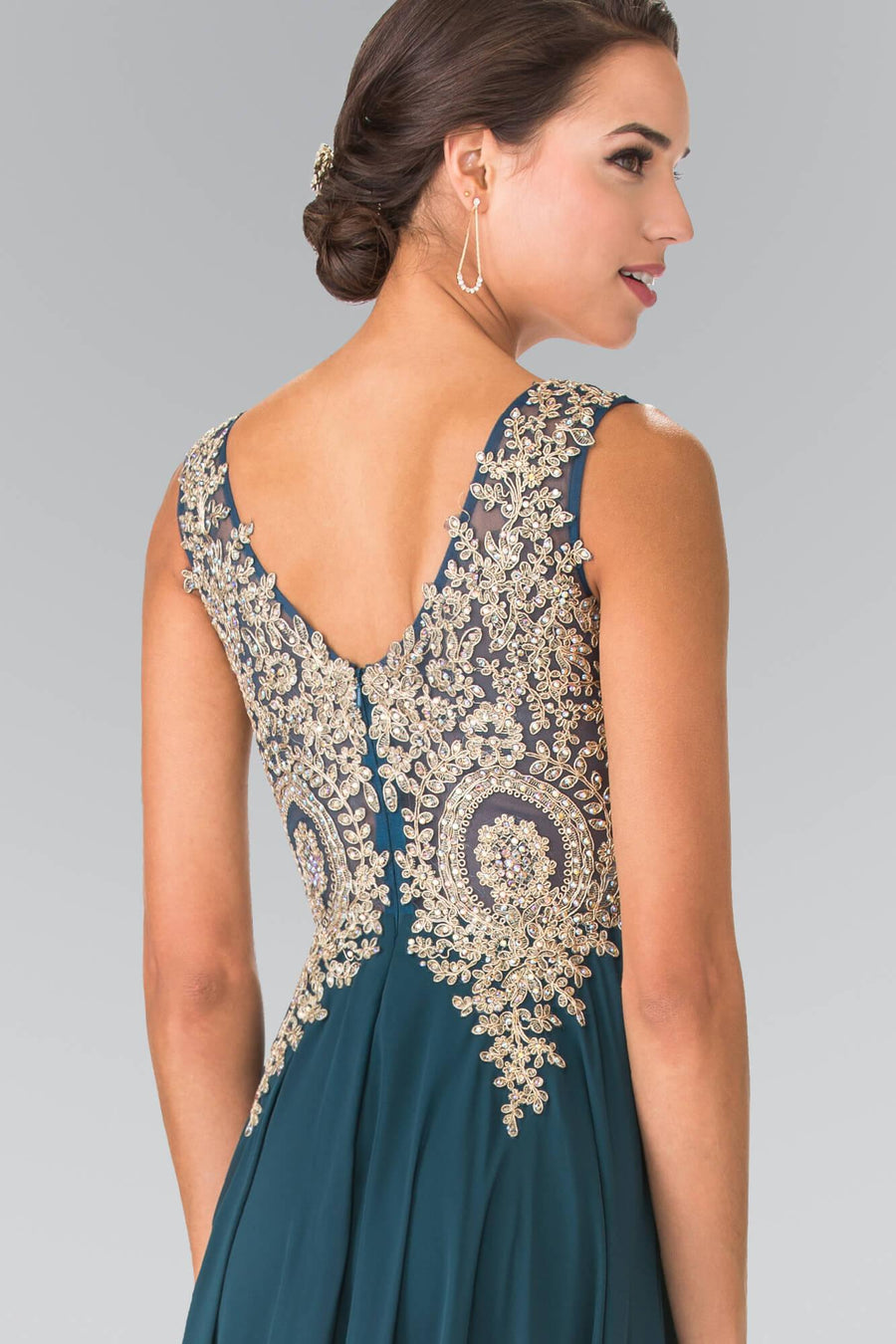 Embroidered Chiffon Long Prom Dress Formal - The Dress Outlet Elizabeth K