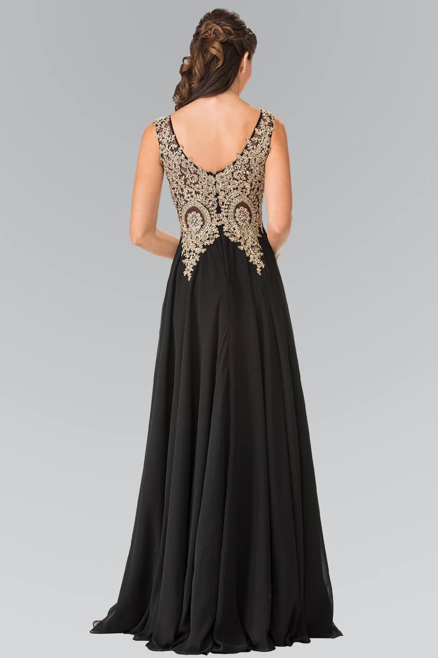 Embroidered Chiffon Long Prom Dress Formal - The Dress Outlet Elizabeth K