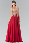 Embroidered Chiffon Long Prom Dress Formal - The Dress Outlet Elizabeth K