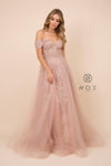 Embroidered Long Prom Dress Evening Gown - The Dress Outlet Nox Anabel