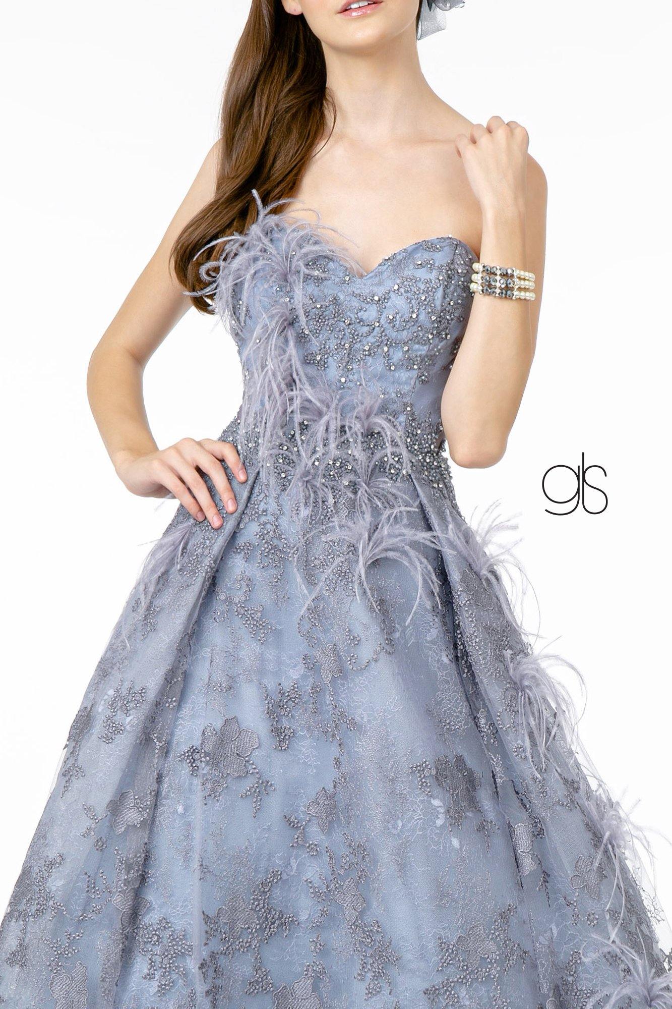 Embroidered Prom Long Dress - The Dress Outlet Elizabeth K