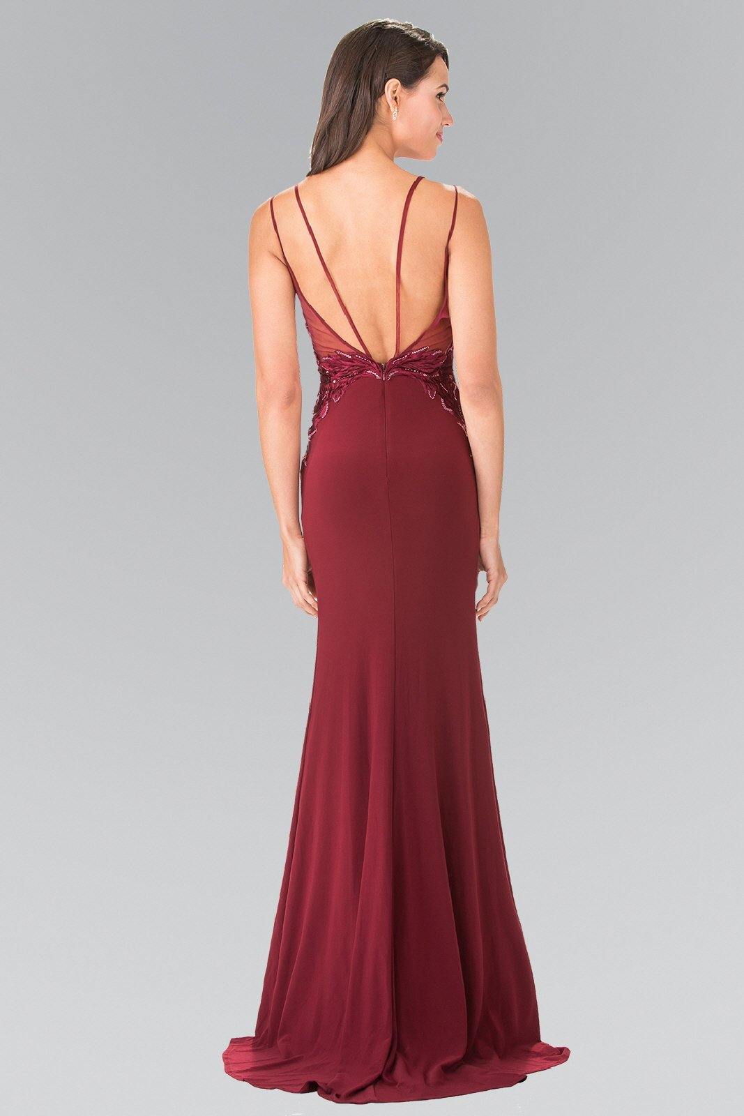 Embroidery Jersey Long Prom Dress with Side Slit - The Dress Outlet Elizabeth K