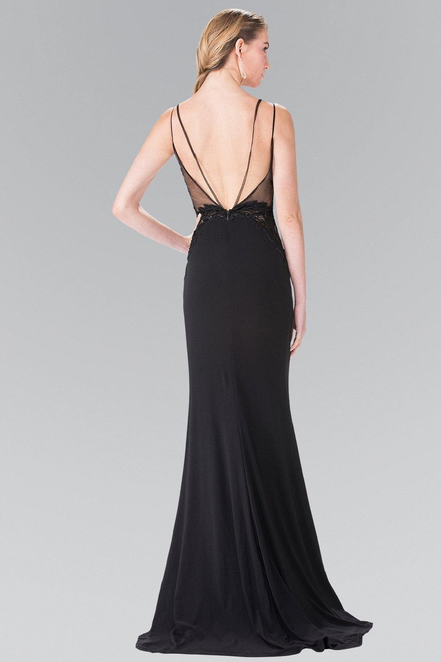 Embroidery Jersey Long Prom Dress with Side Slit - The Dress Outlet Elizabeth K