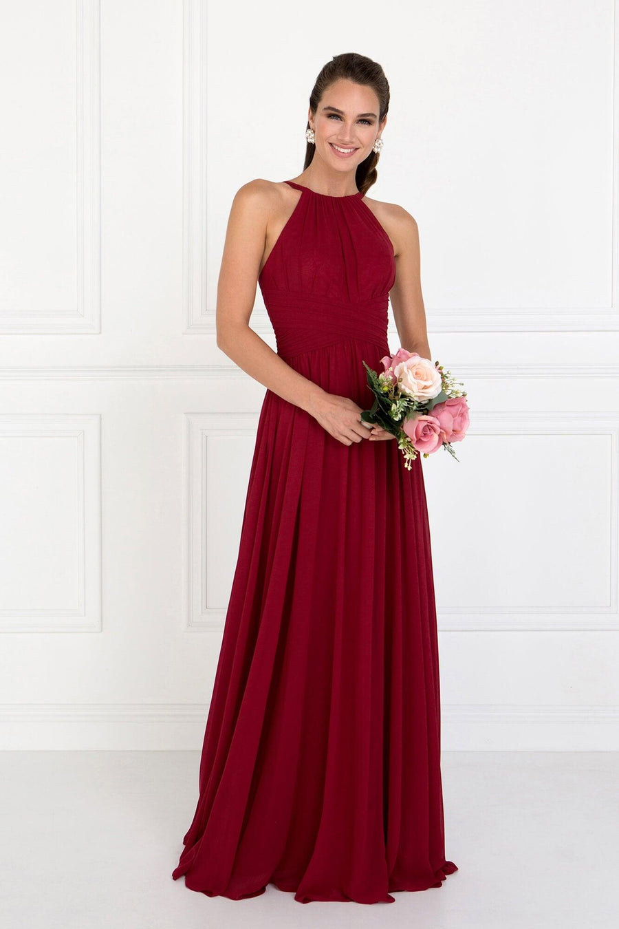 Evening Chiffon Bridesmaid Long Formal Dress - The Dress Outlet Elizabeth K