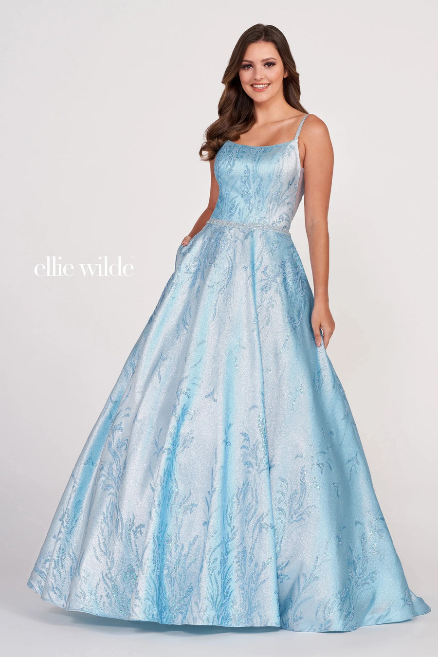 Prom Dresses Pocket Ballgown Long Prom Dress Ice Blue