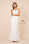 Fitted Long Lace Applique Wedding Dress Formal - The Dress Outlet Nox Anabel