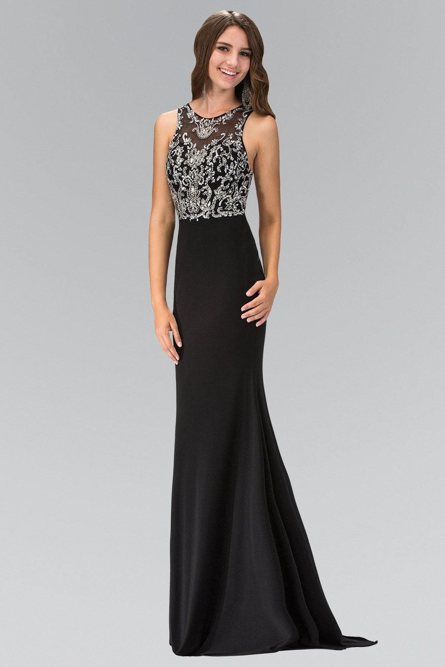 Floor Length Prom Dress with Bead and Sequin - The Dress Outlet Elizabeth K