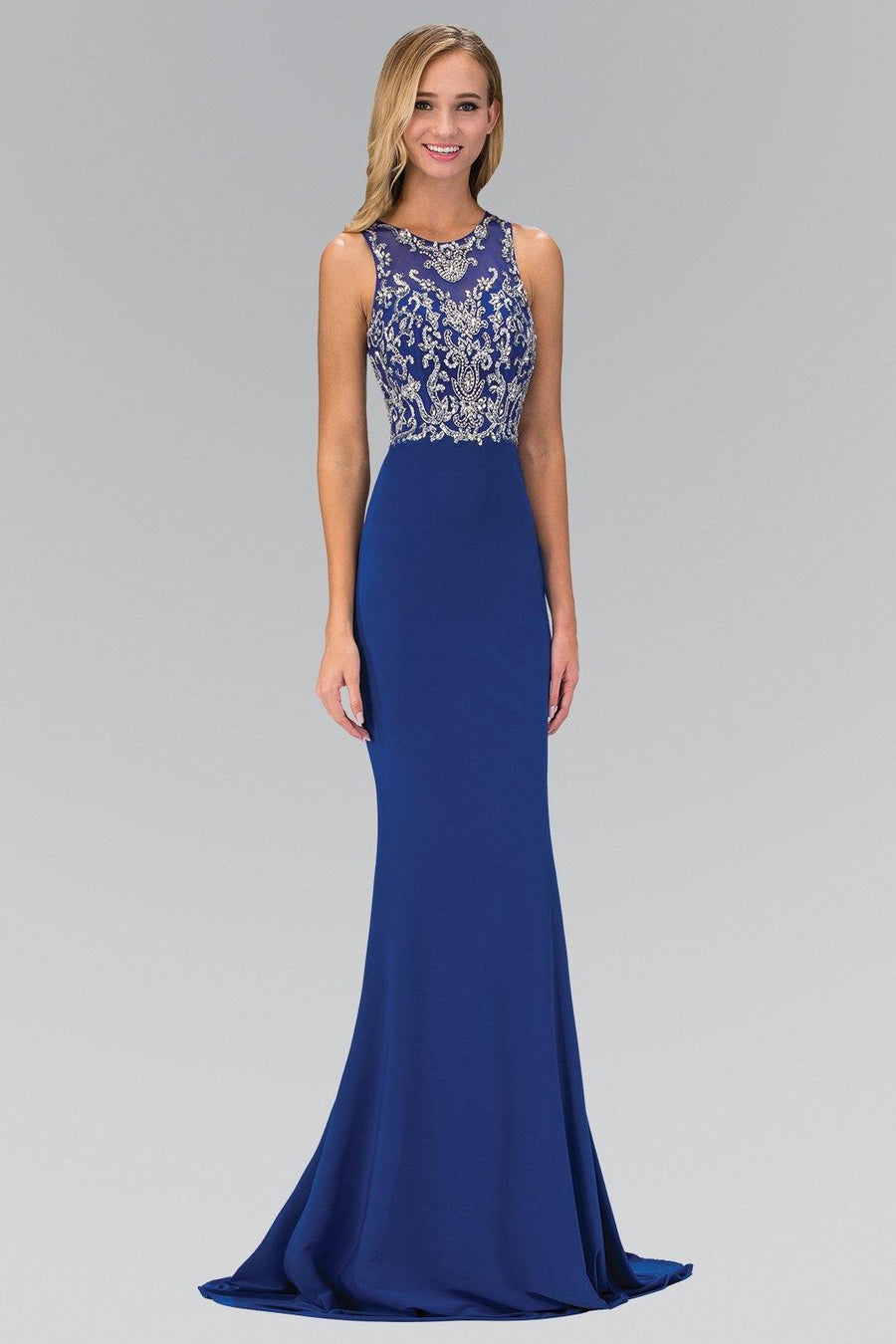 Floor Length Prom Dress with Bead and Sequin - The Dress Outlet Elizabeth K