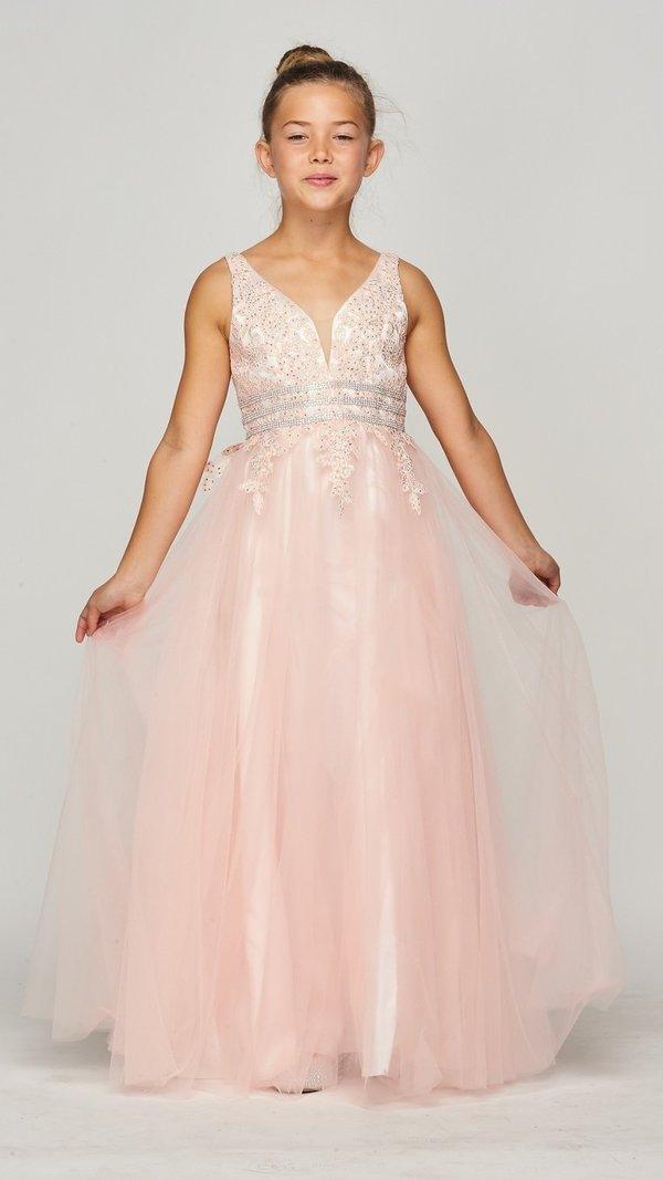 Floor Length Sleeveless Flower Girl Dress - The Dress Outlet