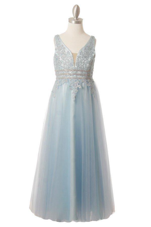 Floor Length Sleeveless Flower Girl Dress - The Dress Outlet Cinderella Couture