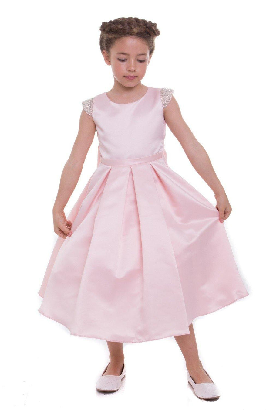 Flower Girl Dress Long Cap Sleeve - The Dress Outlet Petite Adele