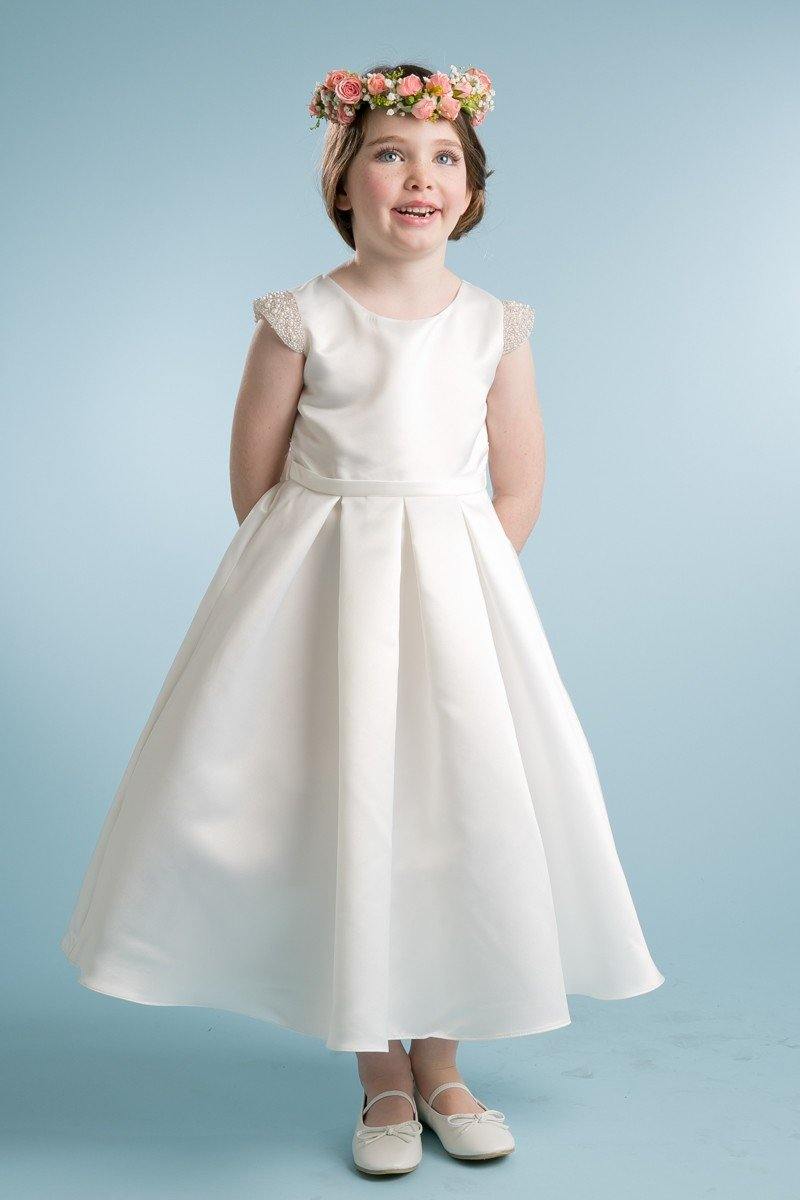 Flower Girl Dress Long Cap Sleeve - The Dress Outlet Petite Adele