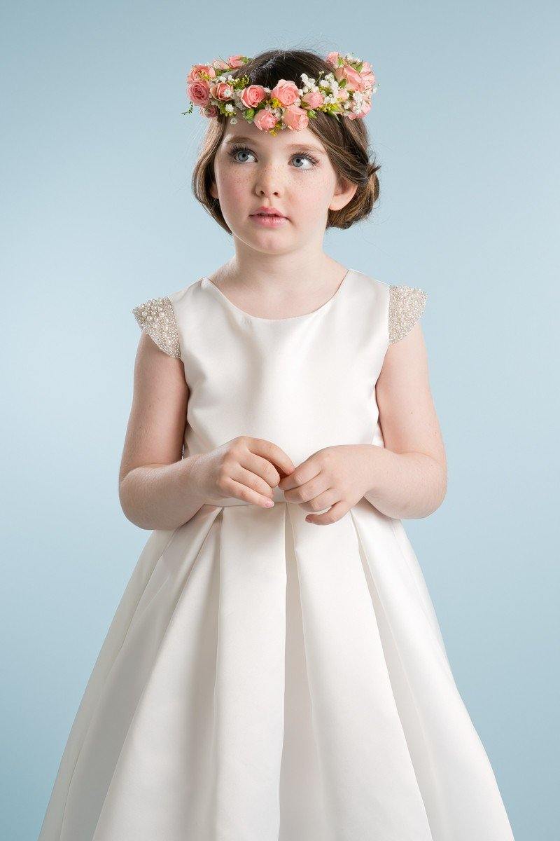 Flower Girl Dress Long Cap Sleeve - The Dress Outlet Petite Adele