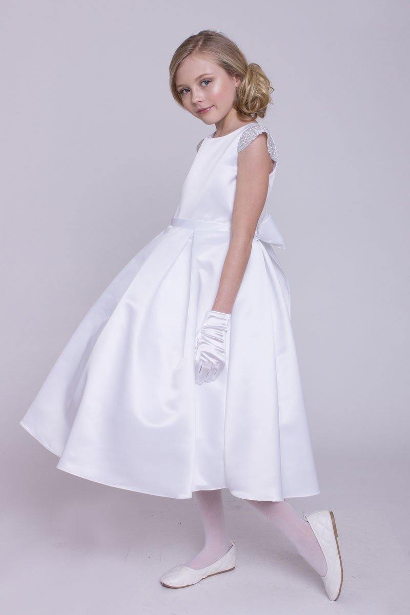 Flower Girl Dress Long Cap Sleeve - The Dress Outlet Petite Adele