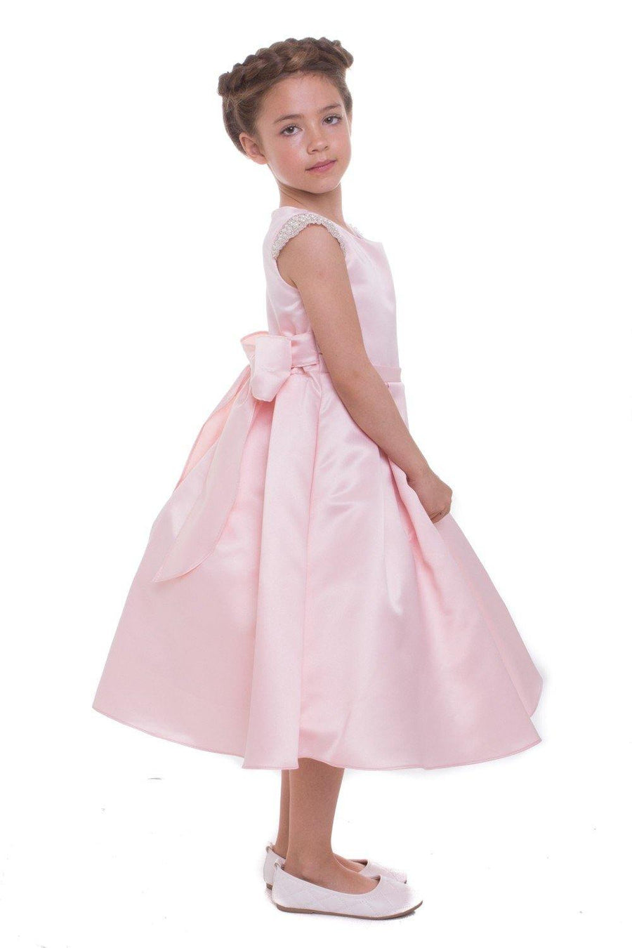 Flower Girl Dress Long Cap Sleeve - The Dress Outlet Petite Adele