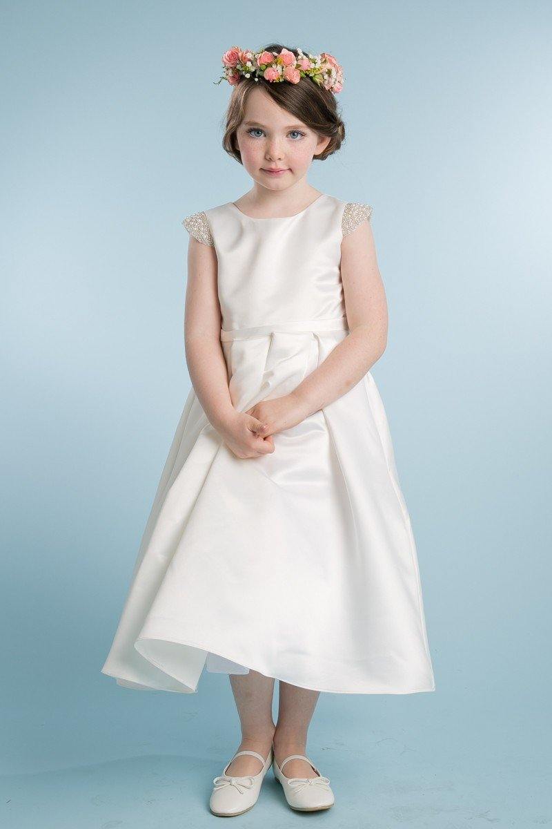 Flower Girl Dress Long Cap Sleeve - The Dress Outlet Petite Adele