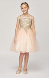 Flower Girl Dress Sleeveless Gold Embellished Short - The Dress Outlet Cinderella Couture