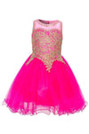 Flower Girl Dress Sleeveless Gold Embellished Short - The Dress Outlet Cinderella Couture