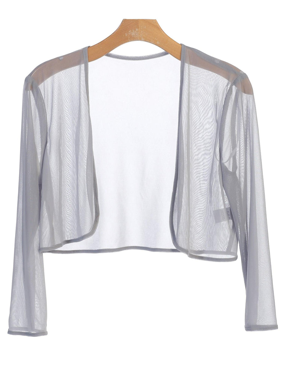 Silver 4XL Chiffon Formal Bolero Evening Jacket Sale