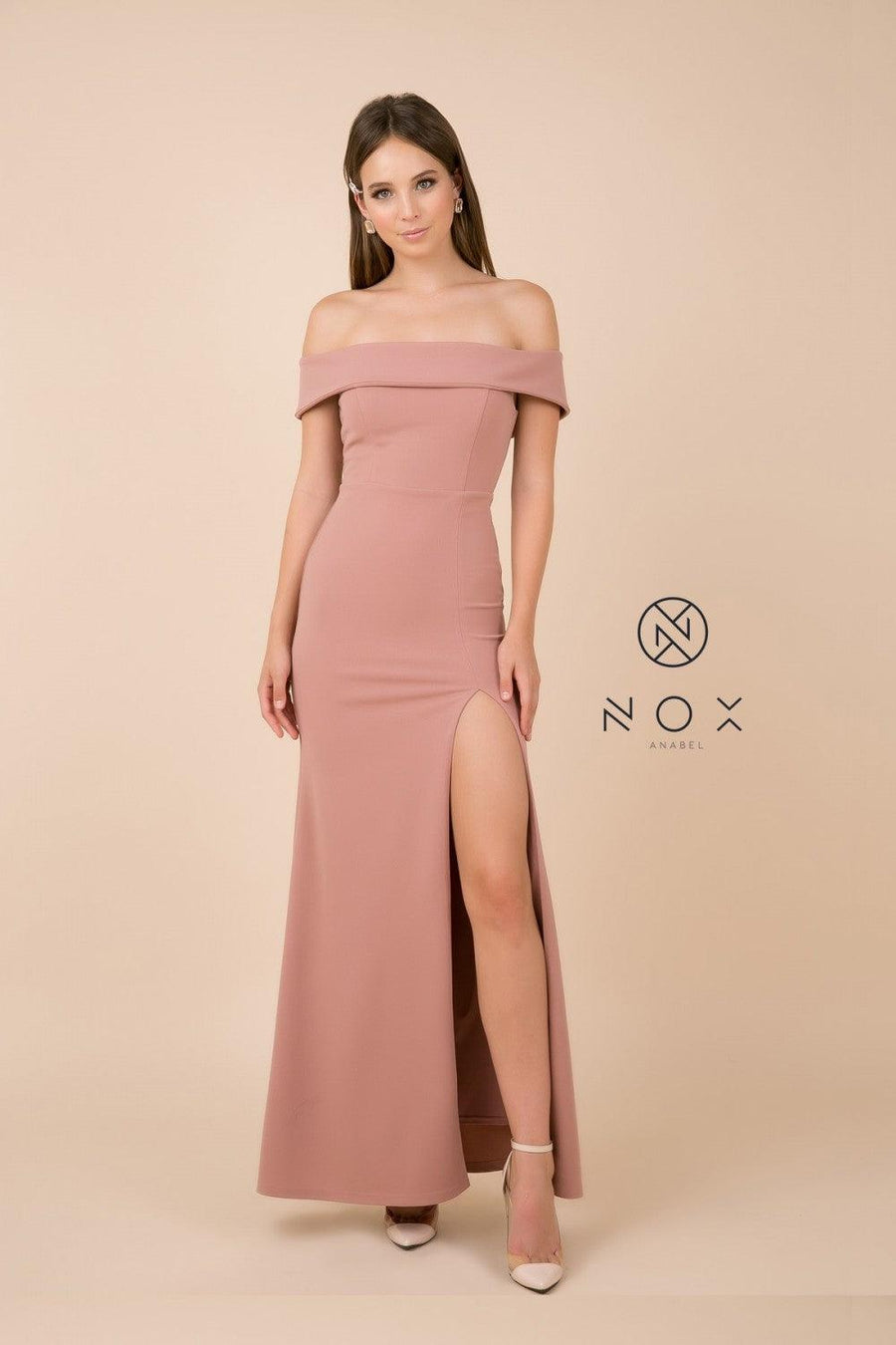 Formal Long Dress Off Shoulder Bridesmaid - The Dress Outlet Nox Anabel