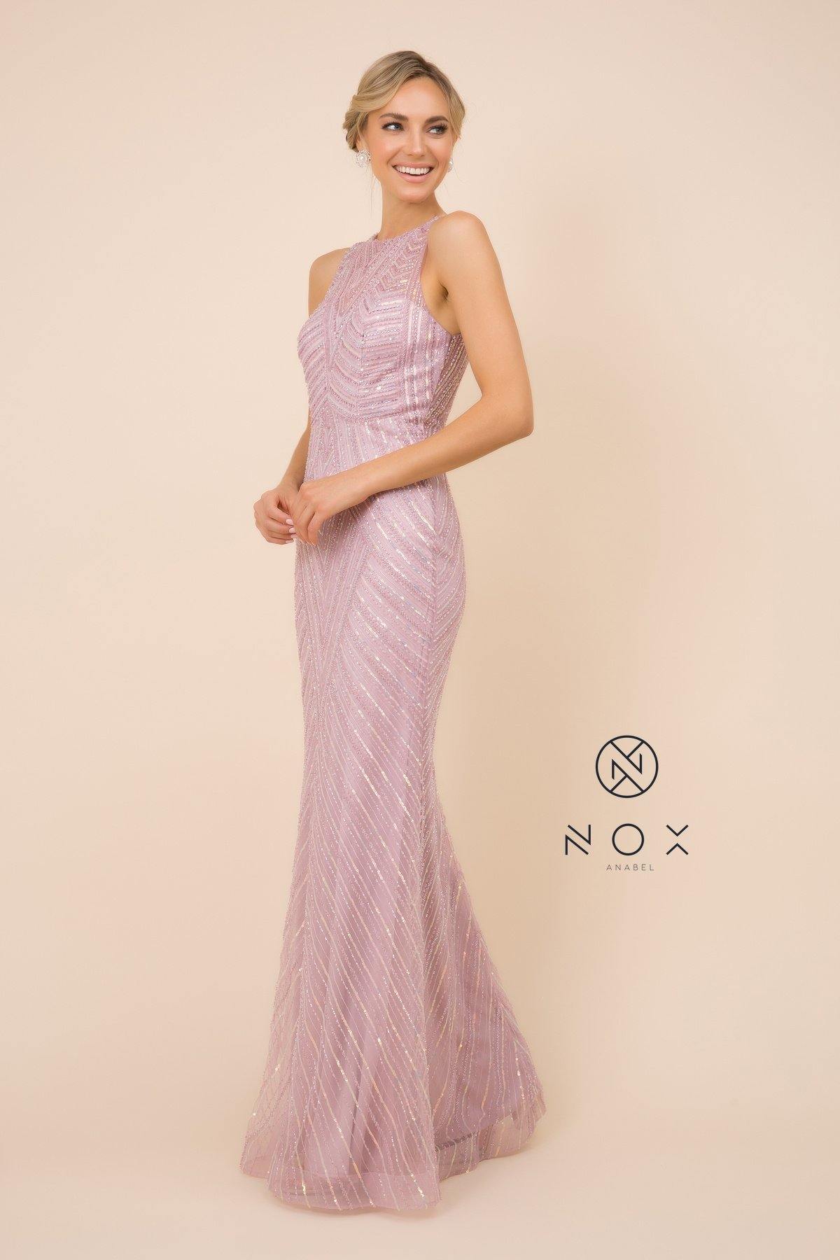 Fitted Long Evening Dress Prom Gown - The Dress Outlet Nox Anabel