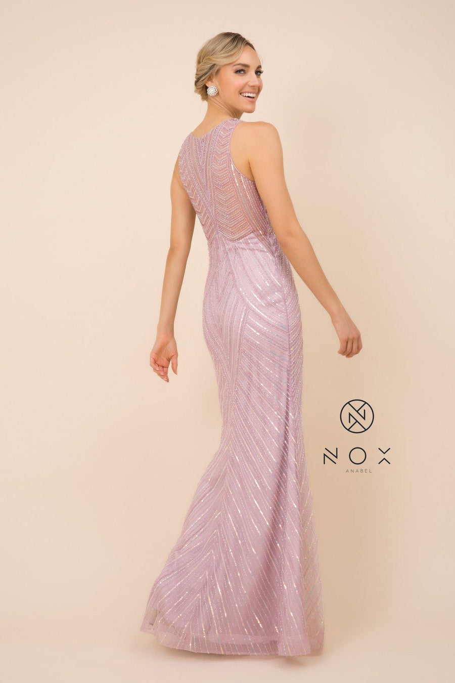 Fitted Long Evening Dress Prom Gown - The Dress Outlet Nox Anabel