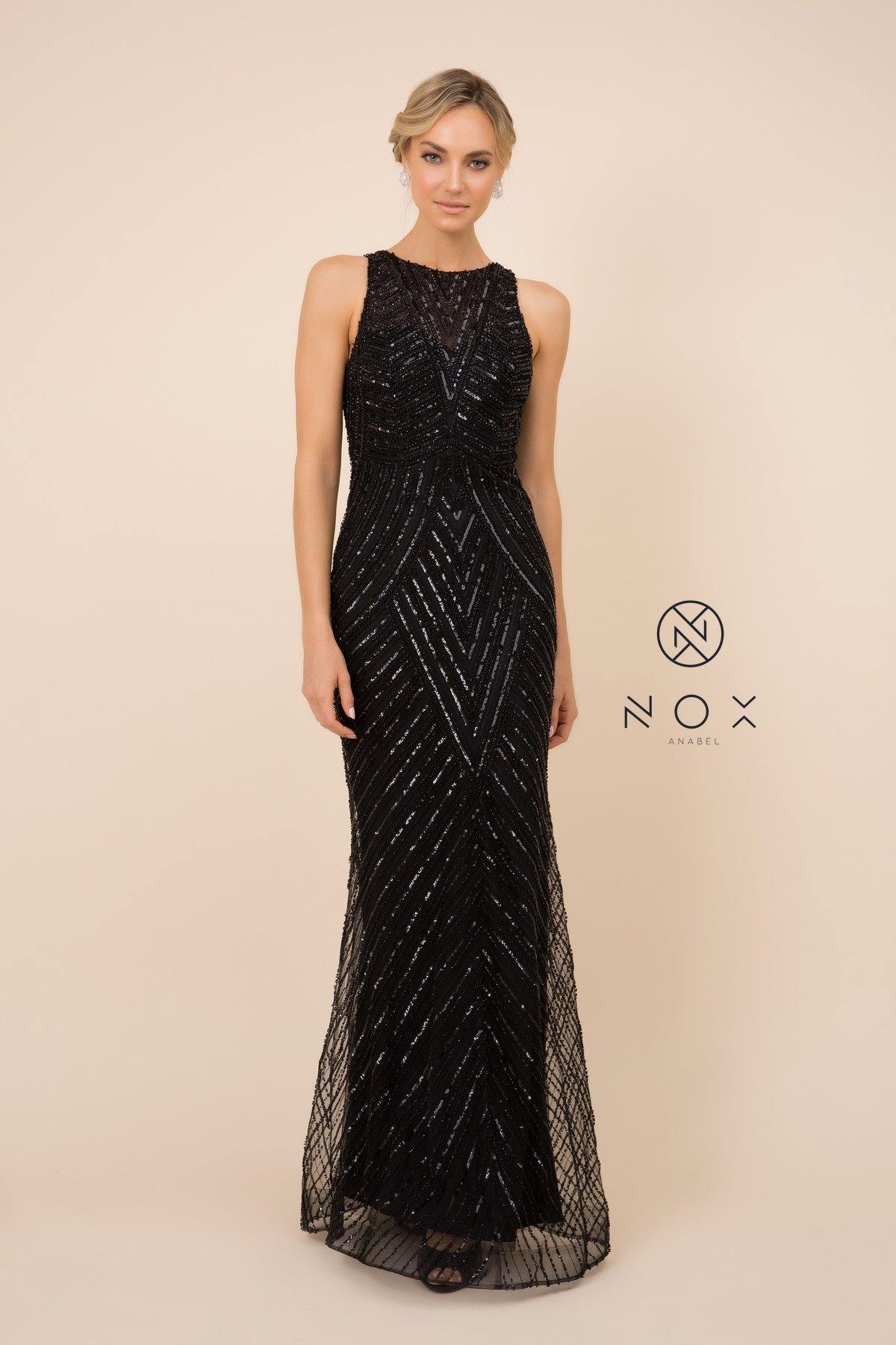 Fitted Long Evening Dress Prom Gown - The Dress Outlet Nox Anabel