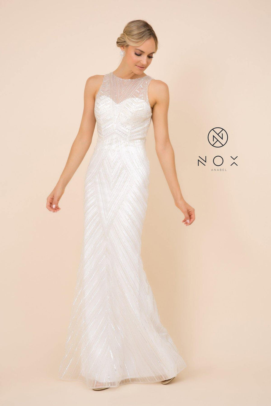 Fitted Long Evening Dress Prom Gown - The Dress Outlet Nox Anabel