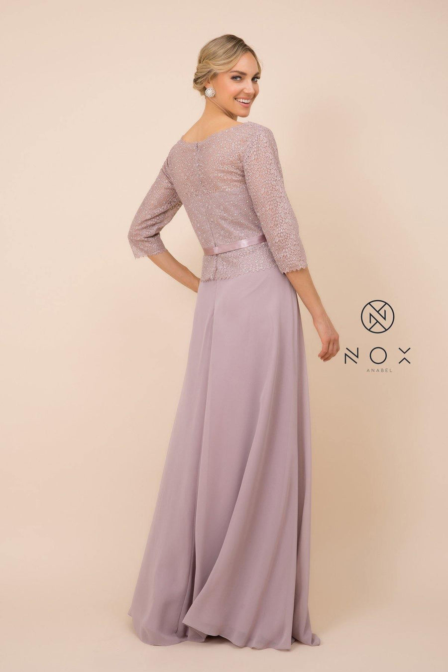 Formal Long Dress Burgundy Tan