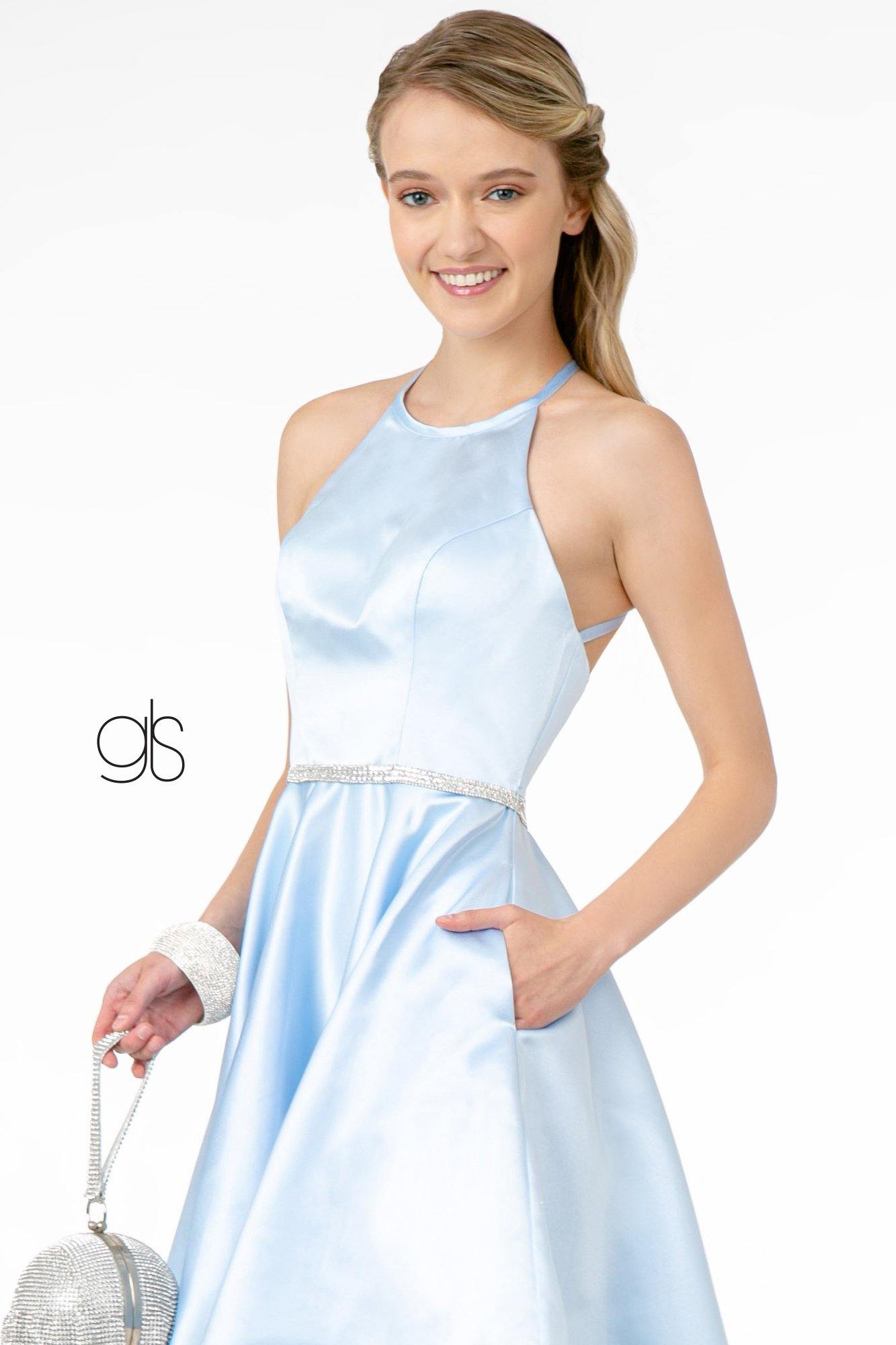 Formal Satin Short Dress Cocktail - The Dress Outlet Elizabeth K