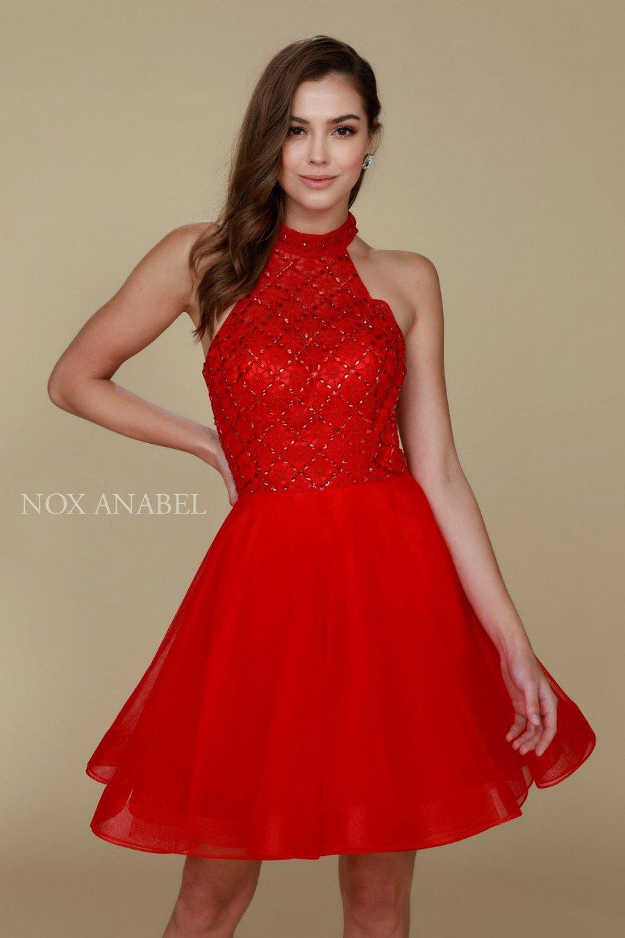 Formal Short Dress Prom Cocktail Red - The Dress Outlet Nox Anabel