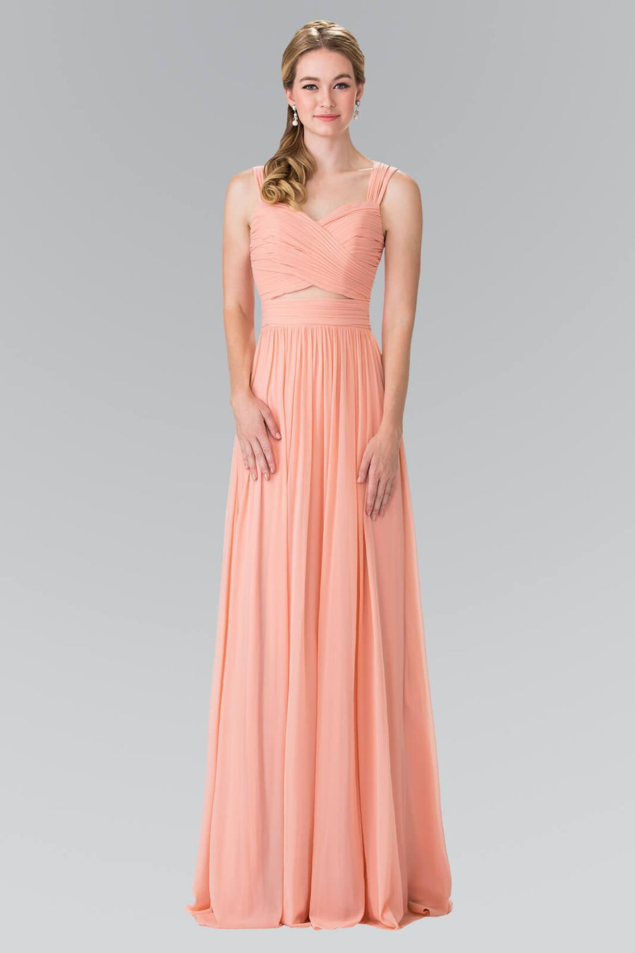 Front Cut-Out Bridesmaid Long Formal Dress - The Dress Outlet Elizabeth K