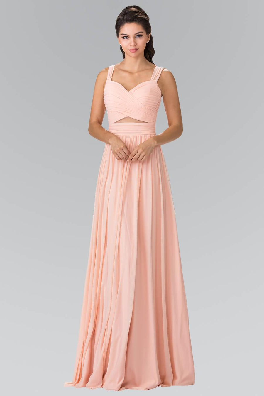 Front Cut-Out Bridesmaid Long Formal Dress - The Dress Outlet Elizabeth K