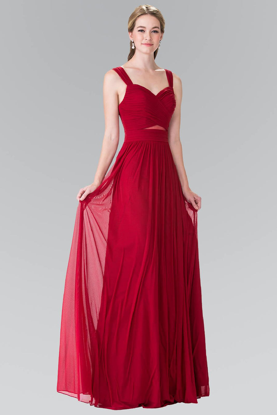 Front Cut-Out Bridesmaid Long Formal Dress - The Dress Outlet Elizabeth K