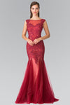 Full Embroidered Jersey Long Prom Dress - The Dress Outlet Elizabeth K