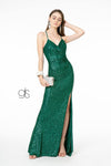 V-Neck Bodycon Sequin Long Prom Dress - The Dress Outlet